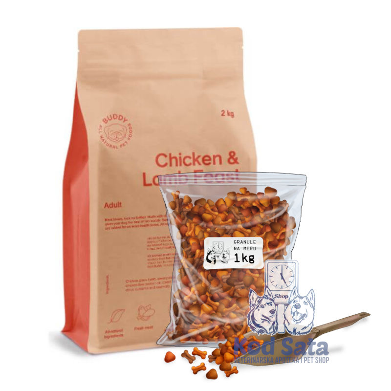 Buddy Chicken & Lamb Feast, Hrana Za Odrasle Pse, Piletina i Jagnjeća Gozba, Na Razmeru 1kg