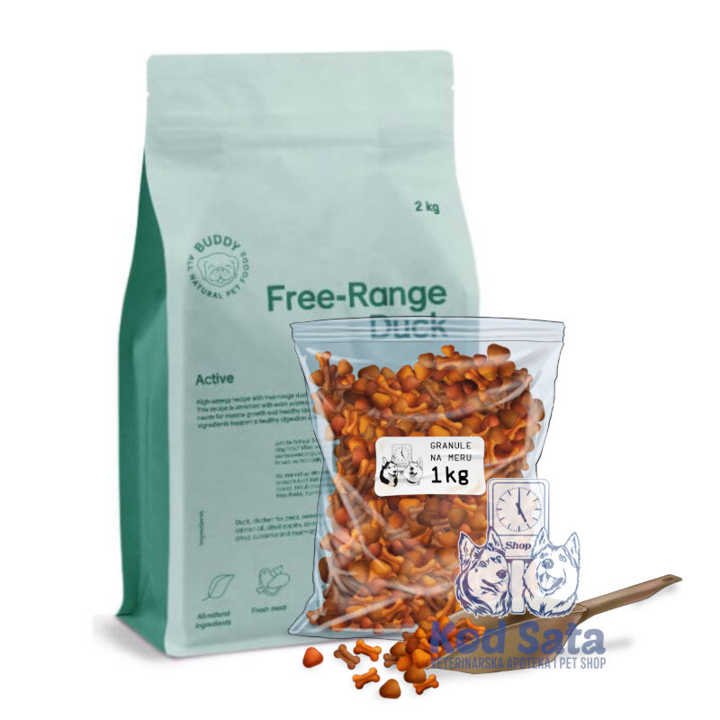 Buddy Free Range Duck, Hrana Za Aktivne Pse, Pačetina, Na Razmeru 1kg