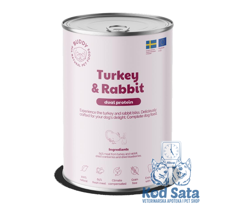 Buddy Turkey & Rabbit Konzerva Za Pse, Ćuretina i Zec 400g