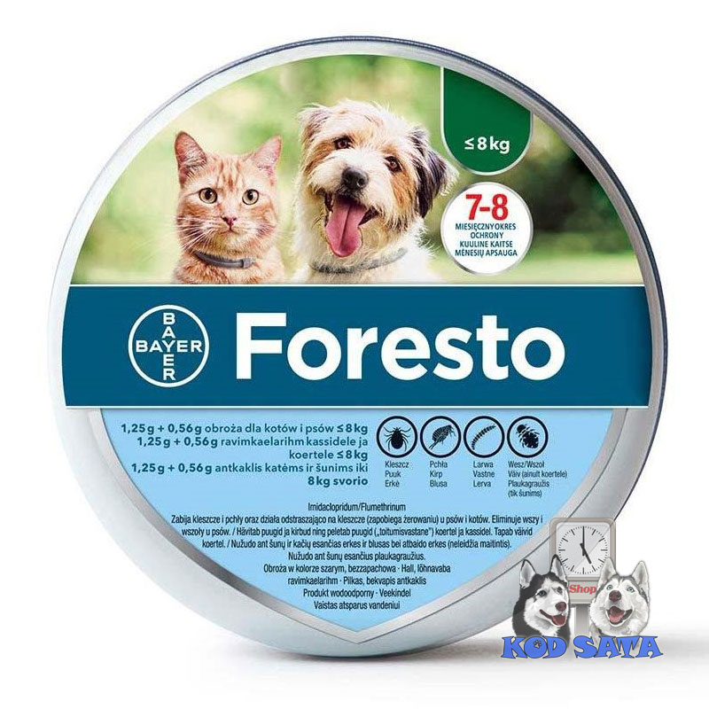Foresto Ogrlica Protiv Buva, Krpelja i Vaši, Za Pse i Mačke do 8kg