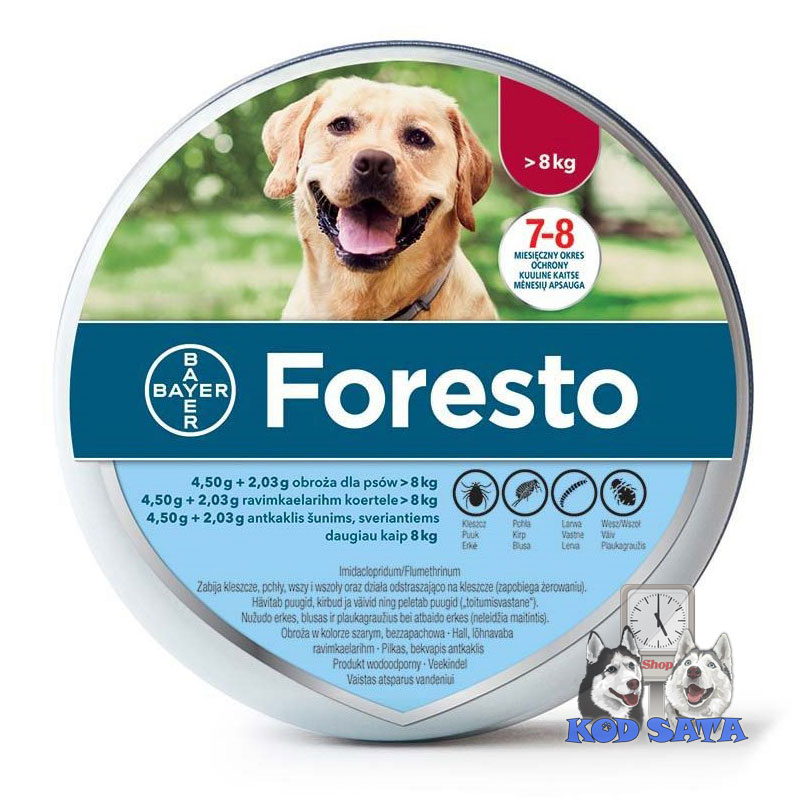 Foresto Ogrlica Protiv Buva, Krpelja i Vaši, Za Pse i Mačke Preko 8kg