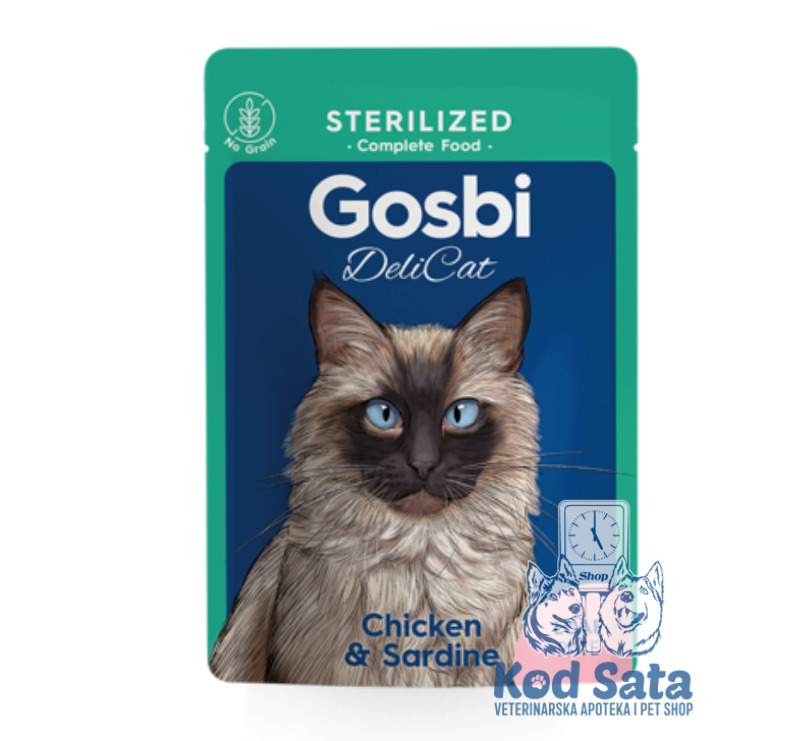 Gosbi Delicat Vlažna Hrana Za Sterilisane Mačke Piletina i Sardina 70g