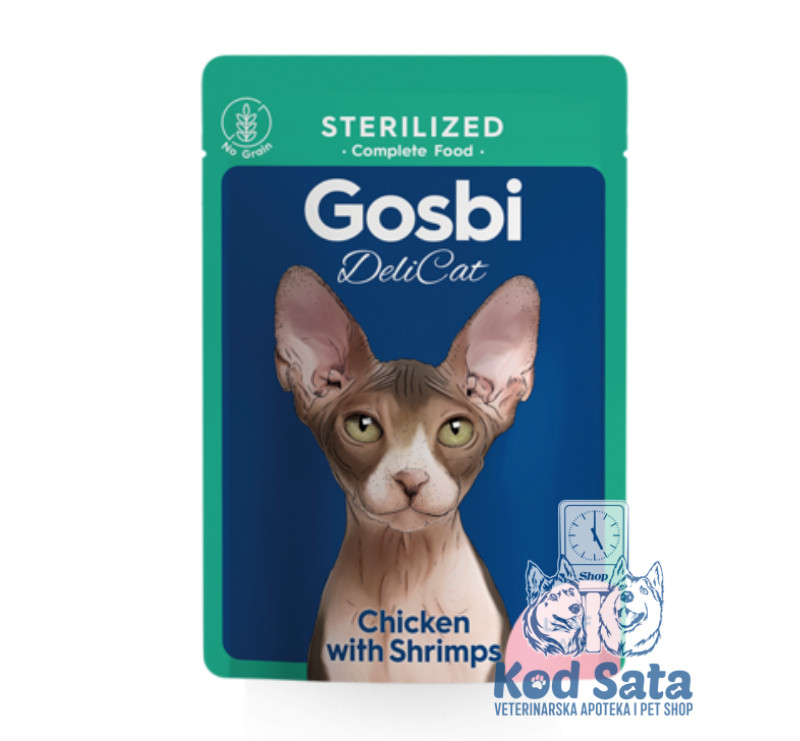 Gosbi Delicat Vlažna Hrana Za Sterilisane Mačke Piletina i Škampi 70g