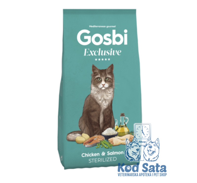 Gosbi Exclusive, Hrana Za Sterilisane Mačke, Piletina i Losos