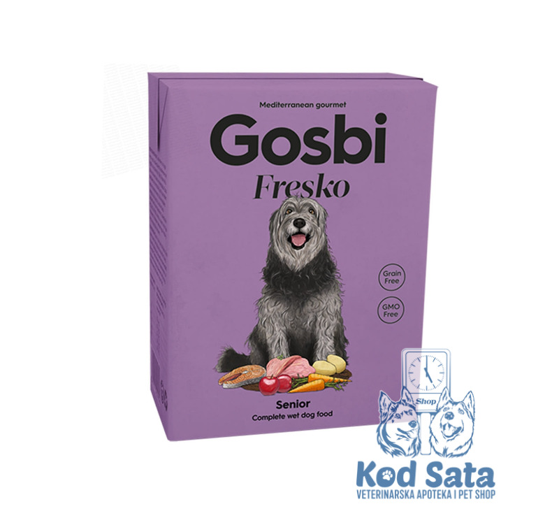 Gosbi Fresko Mesni Obrok Za Starije Pse Ćuretina i Losos 375g