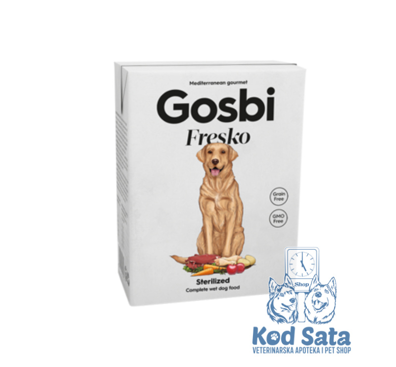 Gosbi Fresko Mesni Obrok Za Sterilisane Pse, Piletina i Iberijska Svinja 375g