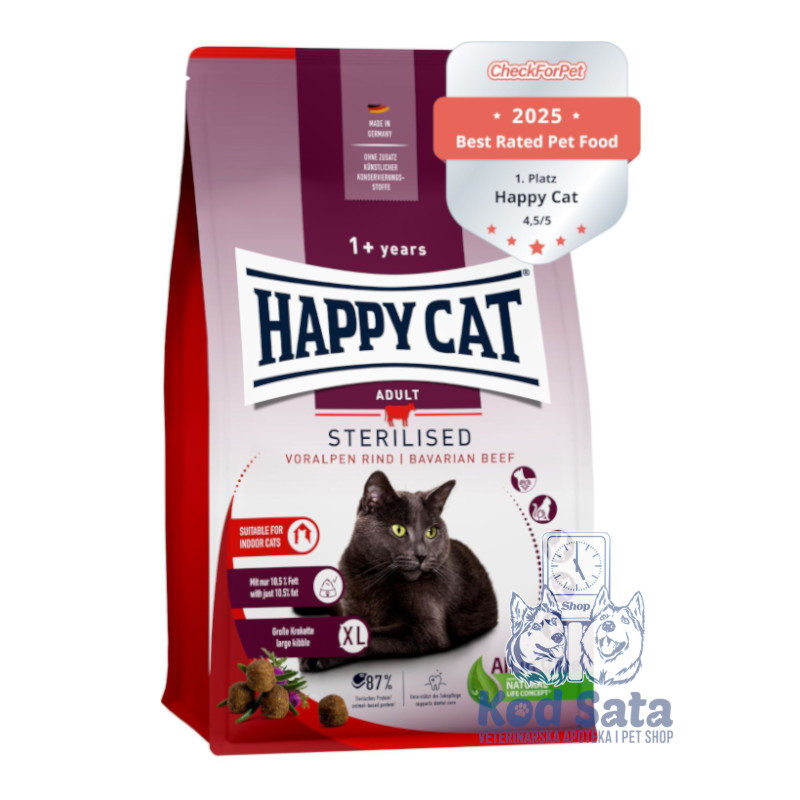 Happy Cat Sterilised Beef, Hrana Za Sterilisane Mačke Govedina 10kg