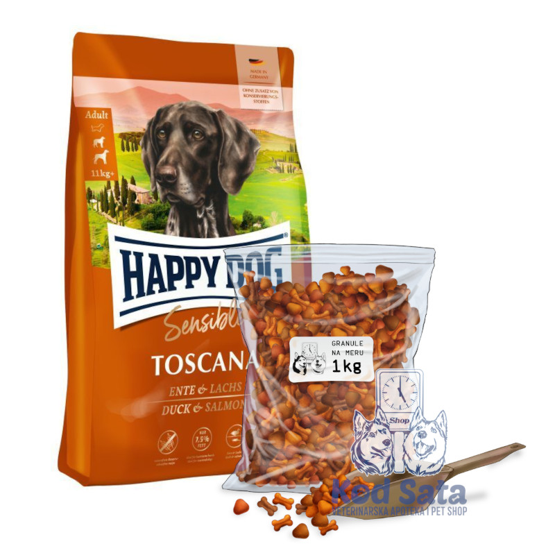 Happy Dog Toscana, Hrana Za Pse, Pačetina i Losos Na Razmeru 1kg
