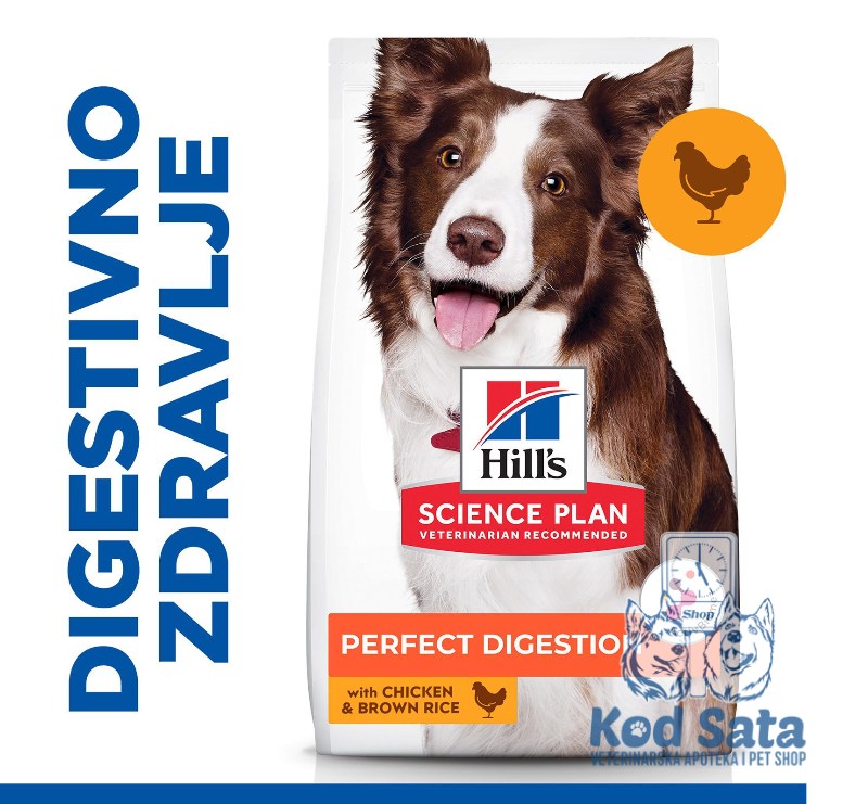 Hill's Adult Medium Perfect Digestion, Hrana Za Pse Održavanje Težine, Piletina 12kg