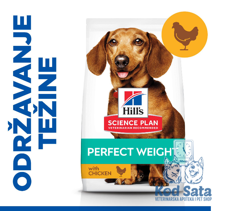Hill's Adult Small&Mini Perfect Weight, Hrana Za Pse Za Održavanje Težine, Piletina 1,5kg
