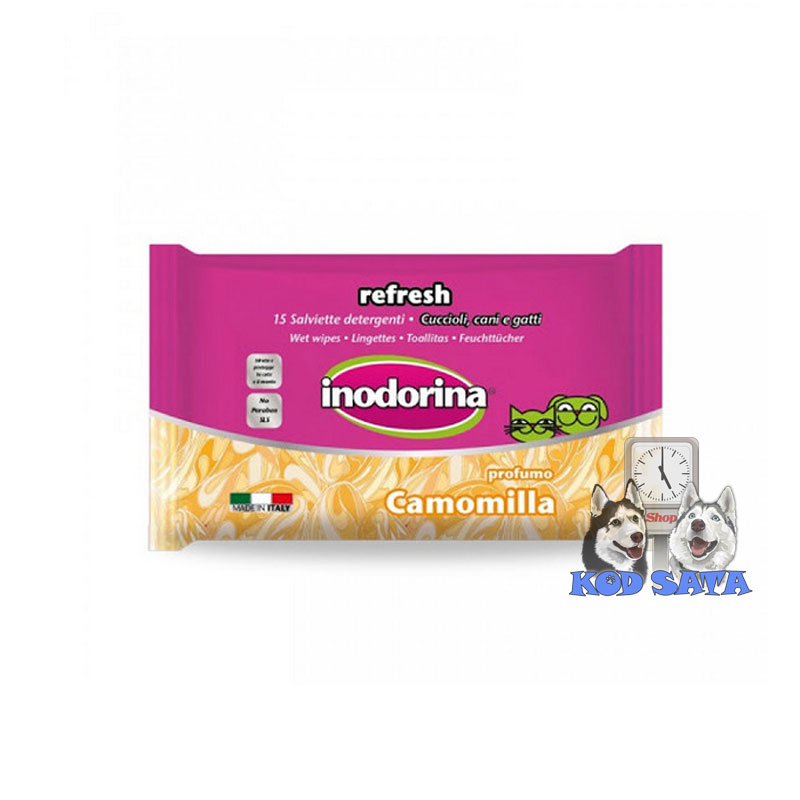 Inodorina Refresh Džepne Vlažne Maramice Za Pse i Mačke Sa Mirisom Kamilice 15kom