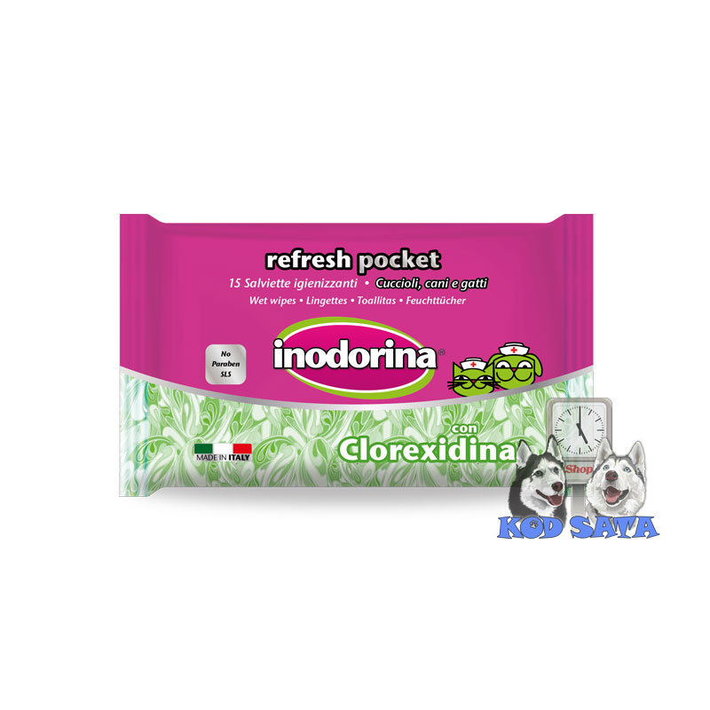 Inodorina Refresh Džepne Vlažne maramice sa hlorheksidinom 15kom