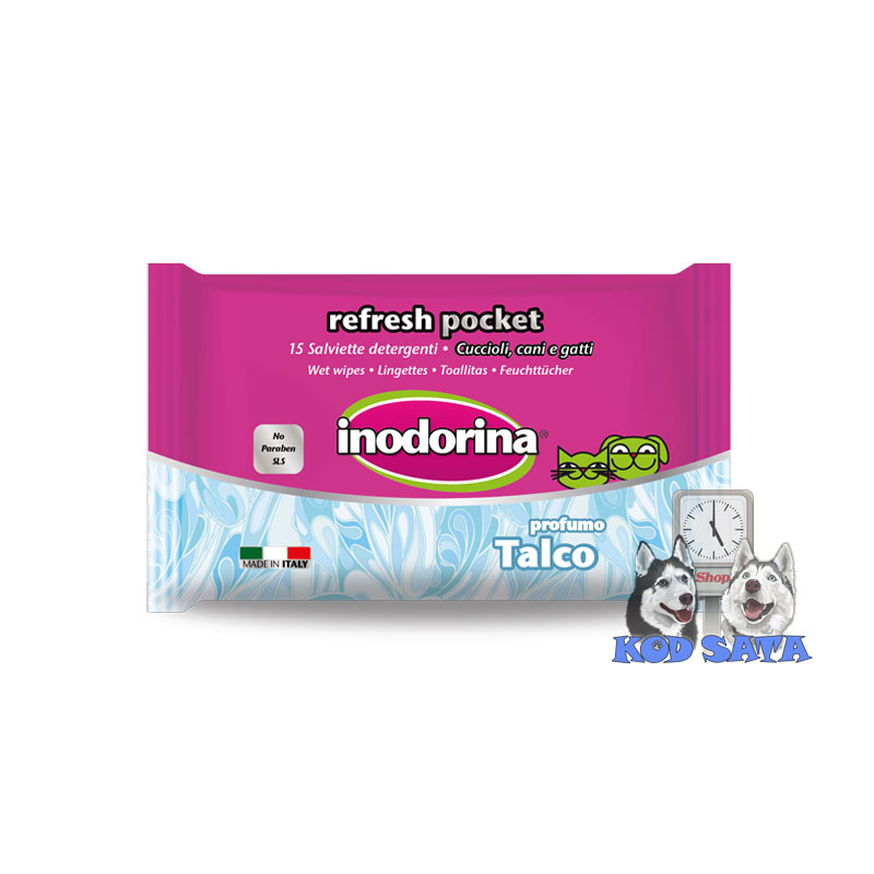Inodorina Refresh Džepne Vlažne maramice sa mirisom talka 15kom