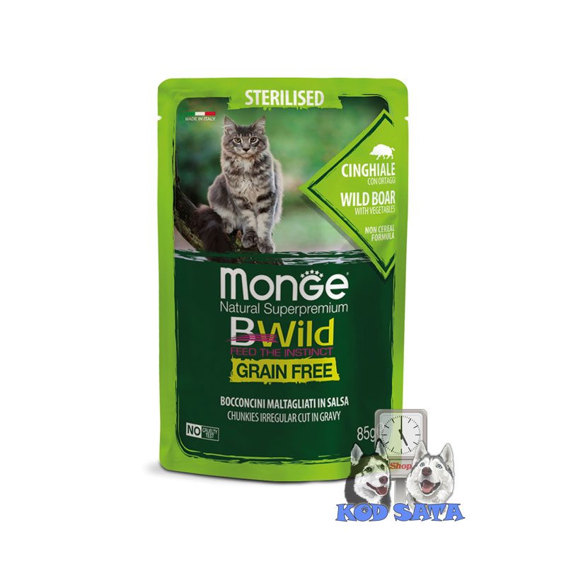 Monge Bwild Grain Free Sos Za Sterilisane Mačke Divlji Vepar 85g