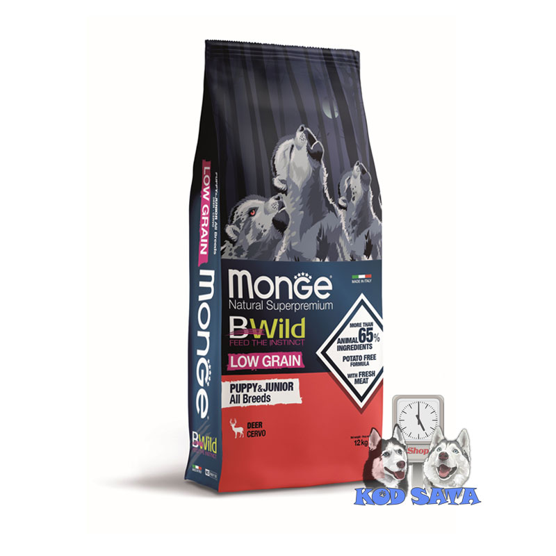 Monge Bwild Hrana Za Štence Low Grain, Jelen
