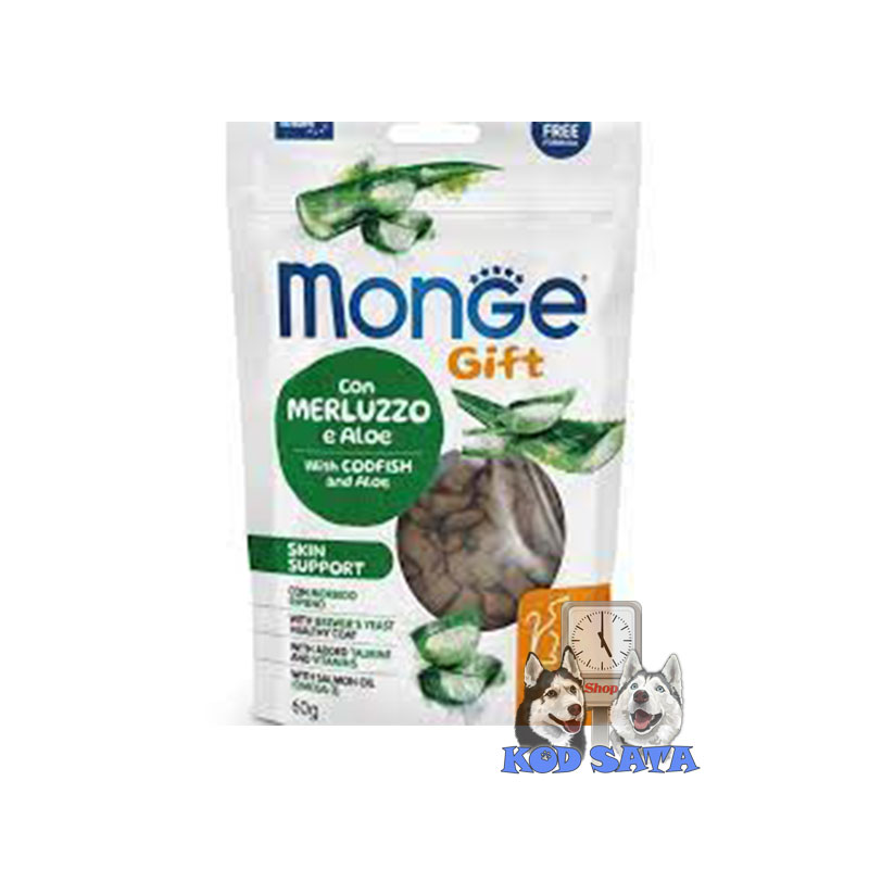 Monge Hraskava Poslastica Za Mačke Za Podršku Dlaci, Bakalar i Aloja 60g