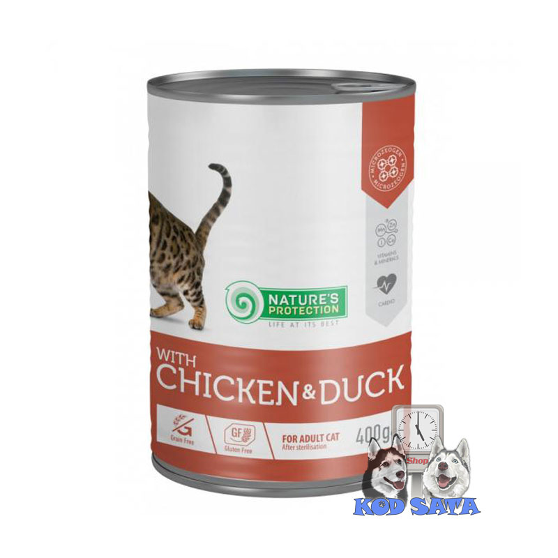 Nature's Protection Konzerva Za Sterilisane Mačke, Piletina i Pačetina 6x400g
