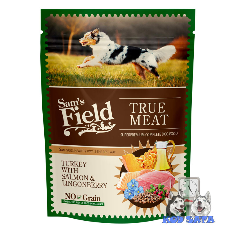 Sam's Field Obrok Za Pse, Ćuretina, Losos i Brusnica 6x260g