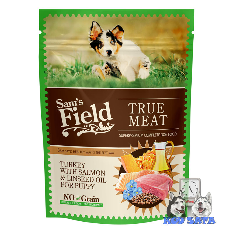 Sam's Field Obrok Za Štence, Ćuretina, Losos  i Laneno Ulje 6x260g