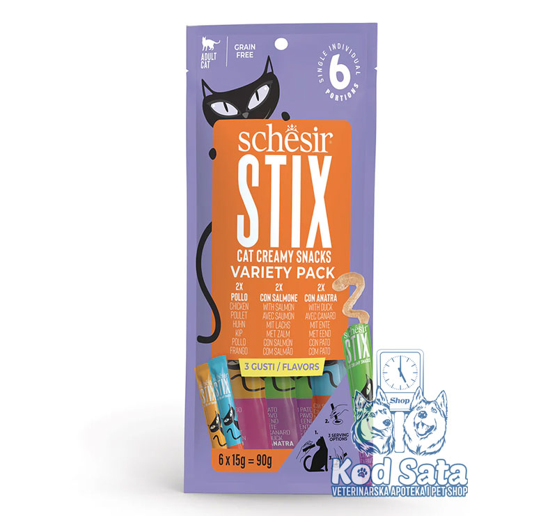 Schesir Kremaste Poslastice Za Mačke, Mix ukusa 6x15g