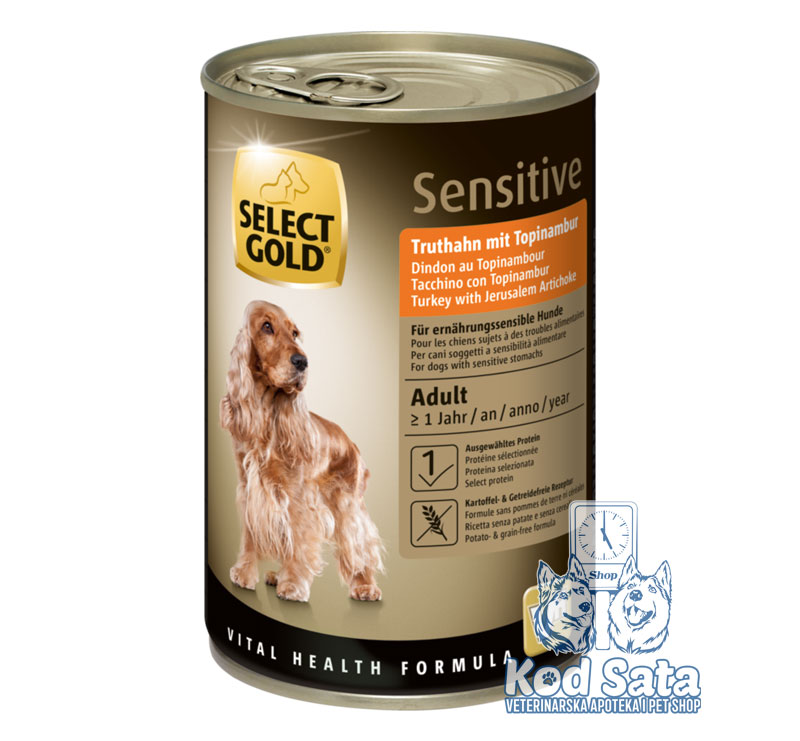 Select Gold Sensitive Konzerva Za Pse, Ćuretina i Artičoka 6x400g