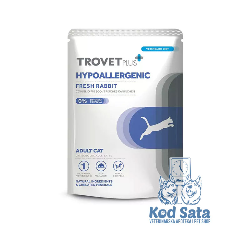 AKCIJA TrovetPlus Hypoallergenic, Hipoalergenski Sosići Za Mačke, Zečetina 85g x 12kom