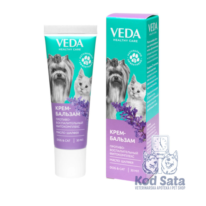 VEDA Krema Balzam Sa Protivupalnim Fitokompleksom i Uljem Žalfije Za Pse i Mačke, 30 ml