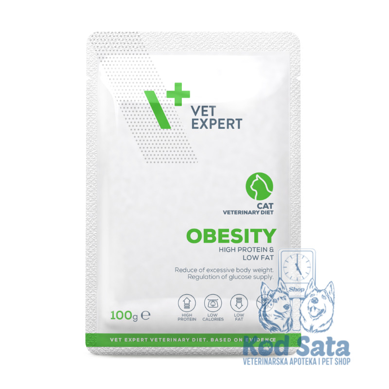 Vet Expert Obesity, Vet. Vlažna Hrana Za Mačke Sa Gojaznošću i Dijabetisom