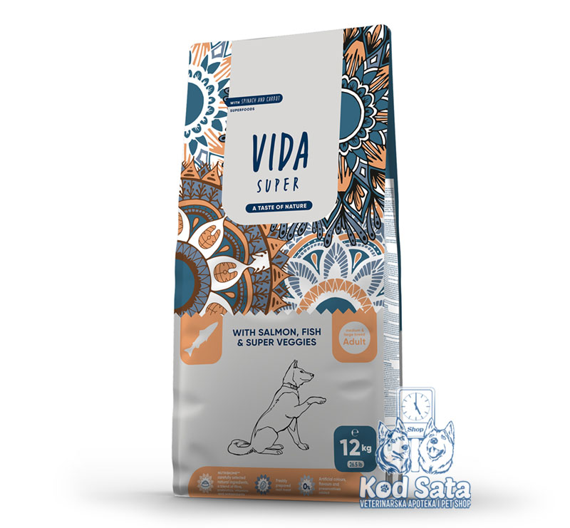 Vida Super Hrana Za Pse Srednjih i Velikih Rasa, Losos i Povrće 12kg