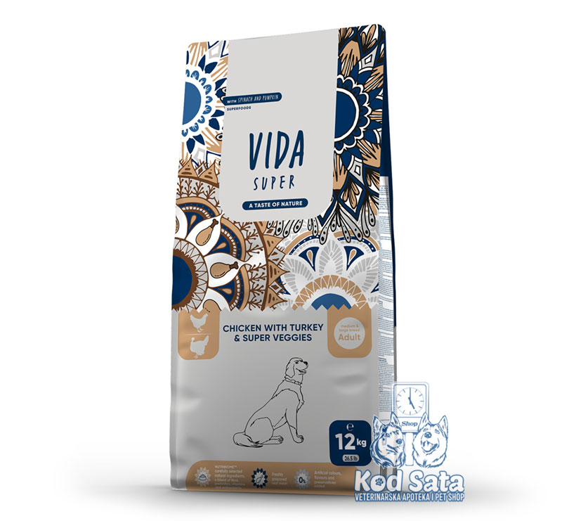 Vida Super Hrana Za Pse Srednjih i Velikih Rasa, Piletina i Ćuretina 12kg