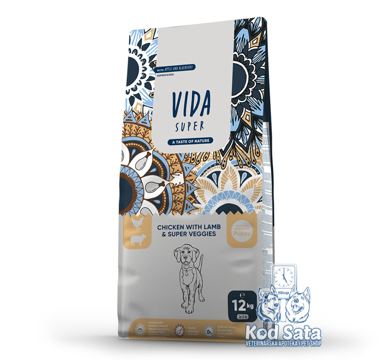 Vida Super Hrana Za Štence Srednjih i Velikih Rasa, Piletina i Jagnjetina 12kg